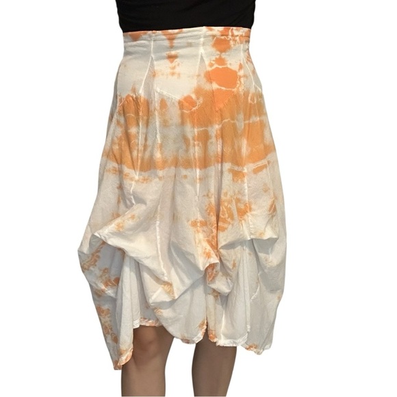 Luna Luz Skirt Midi Draped Lagenlook Hippie Beach Boho Cotton Ruched Size Small - Picture 1 of 10